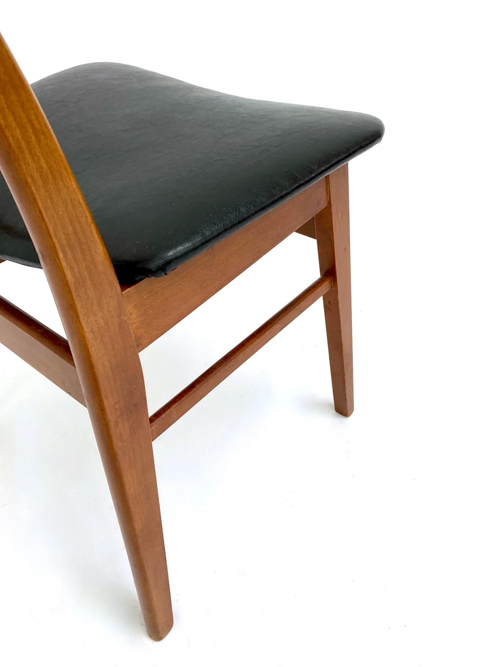 Danish Farstrup Set of 4 Teak and Black Vinyl Dining Chairs 1960s